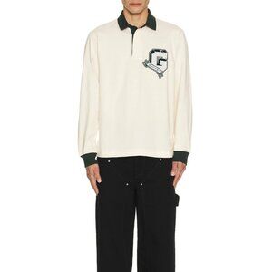 Givenchy Rugby Long Sleeve Polo in White & Green
